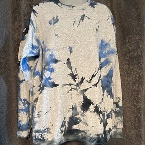 NEW! Large Long Sleeve Unisex Tie Dye Gray